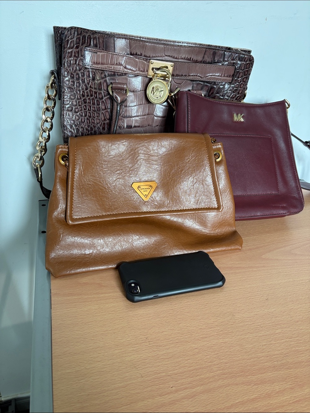 MICHAEL Michael Kors Dark Brown Crocodile Tote & 2 Cross bodies